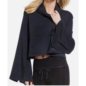 Free People FP Movement Med Sweatshirt Salvation Turtleneck Black Bell Sleeve